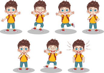 Happy cute kid boy back to school