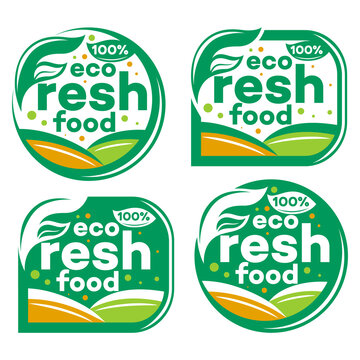 Set of farm fresh food labels logo