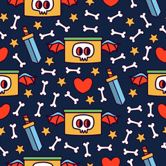 Halloween monster character cartoon pattern design