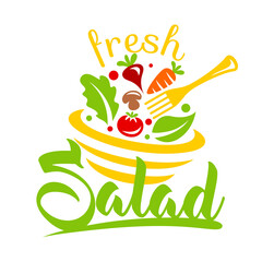 Modern plate with salad logo