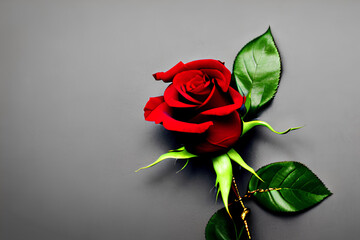 image made by artificial intelligence, An image of a red rose with a golden ribbon, symbolizing love and caring for the birthday person