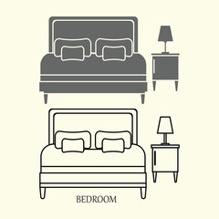 Double bed vector icon