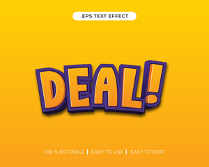 Deal 3d editable text effect on blue background, for Branding, Mockup, Social Media Banner, Cover, Book, Games, Title.