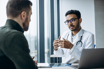 Patient having a visit at doctor making check-up