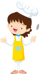 Cooking children girl Little kid making delicious food professional chef