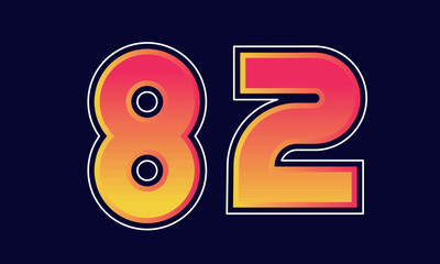 82 Number New Orange Sport Line Logo