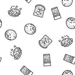 rotten food fruit waste garbage vector seamless pattern thin line illustration