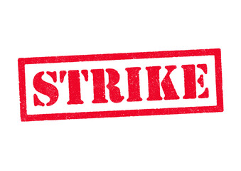 Vector illustration of the word Strike in red ink stamp