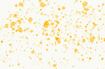 Splashes of yellow color. Yellow scattered translucent spots. Gradient stack with a golden sheen. Abstract gold bokeh background on white background. Yellow splash on a white background illustration.