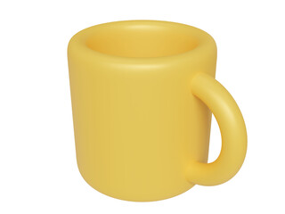 Yellow cartoon cup. 3d render