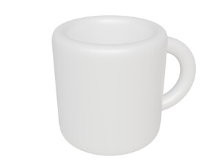 White cartoon cup. 3d render