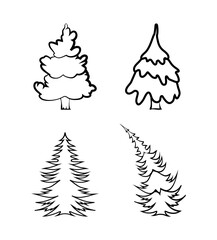 Set of black christmas trees. Vector objects for creating patterns, wallpapers, and decorations.
