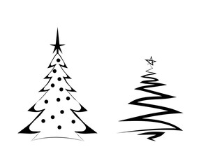 Set of black christmas trees. Vector objects for creating patterns, wallpapers, and decorations.
