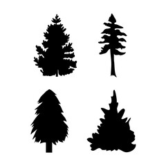 Set of black christmas trees. Vector objects for creating patterns, wallpapers, and decorations.
