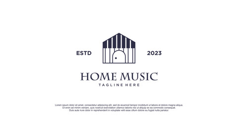 Home music logo with piano concept design icon vector illustration