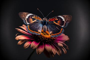Butterfly on a flower close up, Generative AI