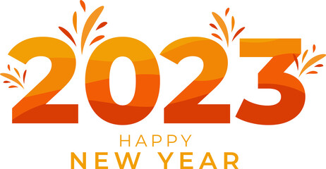 Happy new year 2023. Template design concept for 2023 celebration with orange yellow color.
