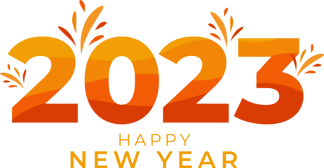 Happy new year 2023. Template design concept for 2023 celebration with orange yellow color.
