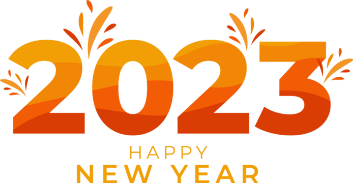 Happy new year 2023. Template design concept for 2023 celebration with orange yellow color.
