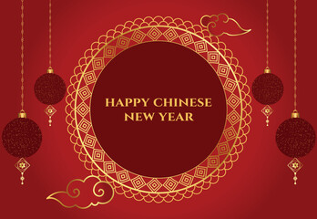 Chinese new year background design template with illustration