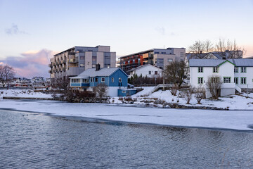 New and old architecture,Cold and beautiful winter weather in Brønnøysund, Helgeland, Norway, Europe