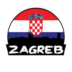 Fototapeta na wymiar Zagreb Croatia Flag Skyline Silhouette Retro Vintage Sunset Zagreb Lover Travel Souvenir Sticker Vector Illustration SVG EPS
