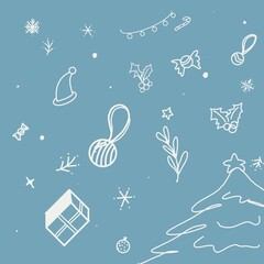 seamless pattern with christmas elements on blue background