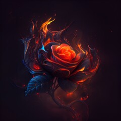 Fire Rose. Generative AI