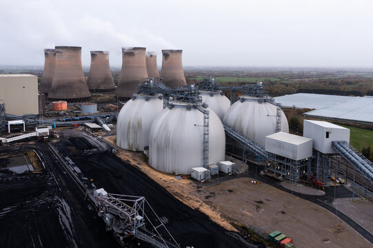 Biofuel storage tanks at a coal fired power plant