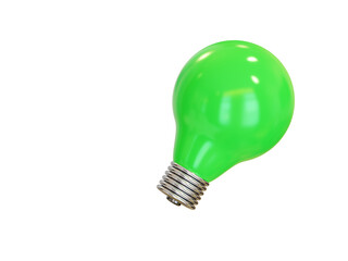 Green light bulb. 3d render