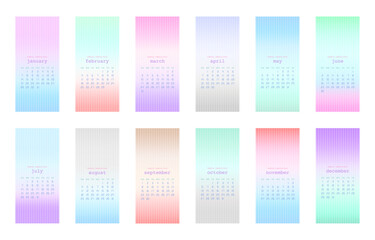 Set of soft color gradient background with 2024 Calendar - 555679990