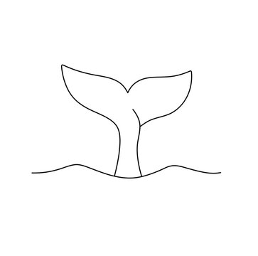 recommend clip art: Vector isolated  fish tale sticking out of the water wave colorless black and white contour line easy drawing
                    
