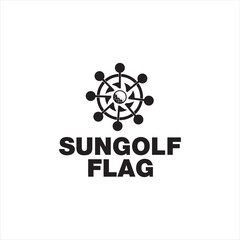Golf flag sun hole design logo vector  
