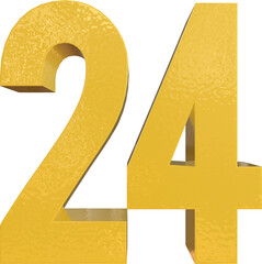 Number 24 Yellow Metal Paint 3D Render