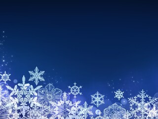 美しい雪の結晶の青い背景素材