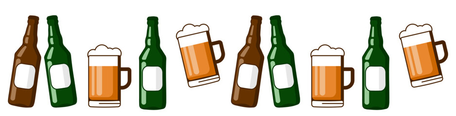 glass of beer. bottle of beer. Beer vector icon. Bar, pub symbol, logo illustration. Different style icons set. Vector graphics