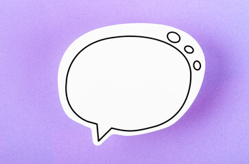 The Speech bubble with copy space communication talking speaking concepts on purple colour background.