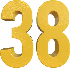 Number 38 Yellow Metal Paint 3D Render