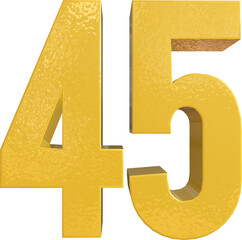 Number 45 Yellow Metal Paint 3D Render