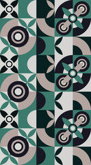 Colored seamless geometric pattern coffee cup design, abstract  background, vector shape illustration.  Poster, banner, sticker, print for t-shirt.