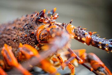 close up of a Catching live Lobster in America. lobster crayfish in Tasmania Australia. ready for chinese new year