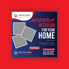 Modern stylish dream house and creative real estate social media post template