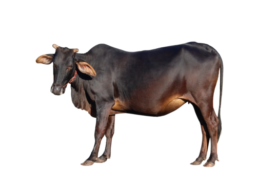 Beautiful black cow isolated on transparent background png file