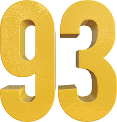 Number 93 Yellow Metal Paint 3D Render