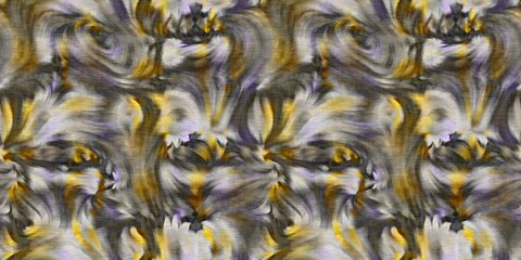 Marbled floral decorative border. Seamless botanical wash for organic ribbon. Retro fashion edging.