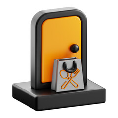 Premium food delivery door icon 3d rendering on isolated background