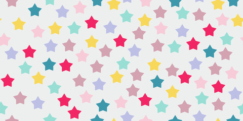 Colored stars seamless pattern. Vector seamless background for print, surface application and decoration.
