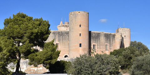 Fototapeta na wymiar Palma, Spain - 8 November, 2022: Castel de Bellver, a circular castle overlooking the city of Palma, Mallorca