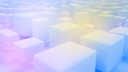 Fototapeta premium Beautiful soft lighting geometry blue blocks - abstract 3D illustration