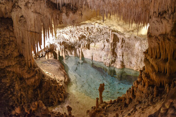 Porto Cristo, Mallorca, Spain - 9 Nov, 2022: Underground caverns at the Cuevas del Drach